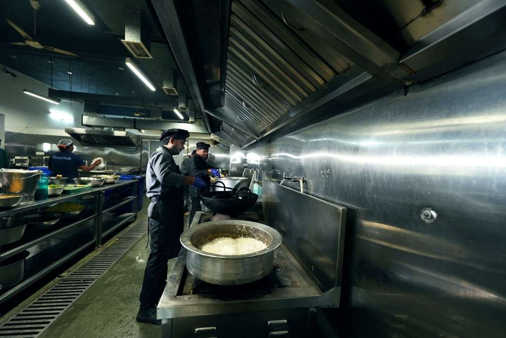 Inside the central kitchen